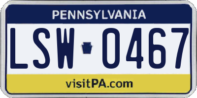 PA license plate LSW0467