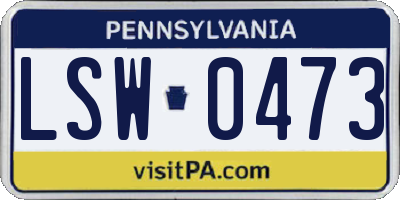 PA license plate LSW0473