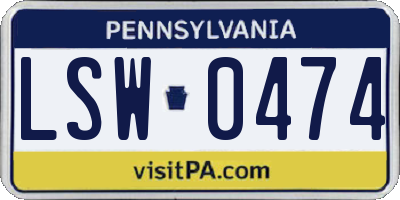 PA license plate LSW0474