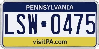 PA license plate LSW0475