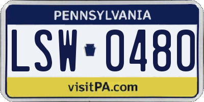 PA license plate LSW0480