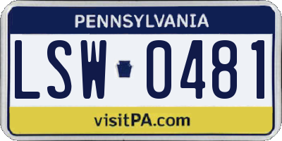 PA license plate LSW0481