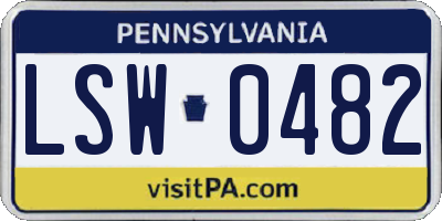 PA license plate LSW0482