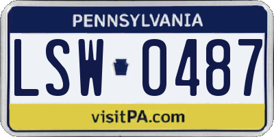 PA license plate LSW0487