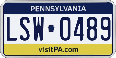 PA license plate LSW0489