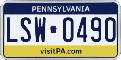 PA license plate LSW0490