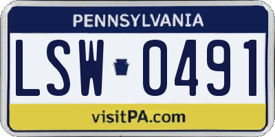 PA license plate LSW0491