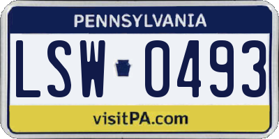 PA license plate LSW0493