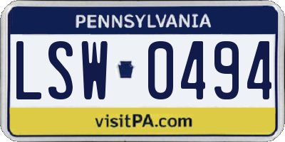 PA license plate LSW0494