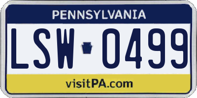 PA license plate LSW0499