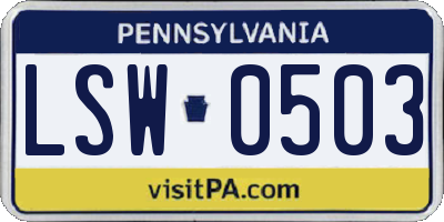 PA license plate LSW0503