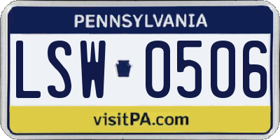 PA license plate LSW0506