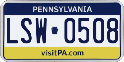 PA license plate LSW0508