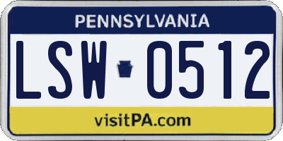 PA license plate LSW0512