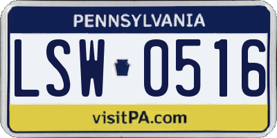 PA license plate LSW0516