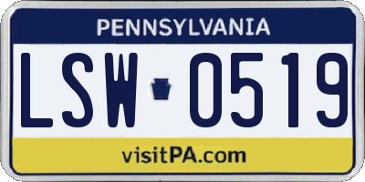 PA license plate LSW0519