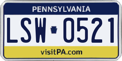 PA license plate LSW0521