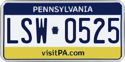 PA license plate LSW0525