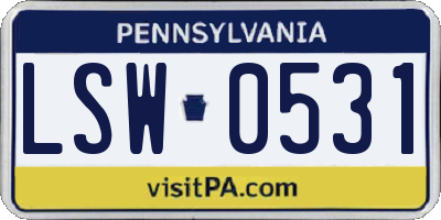 PA license plate LSW0531