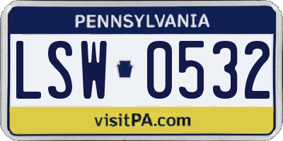 PA license plate LSW0532