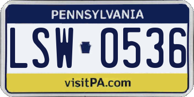 PA license plate LSW0536