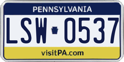 PA license plate LSW0537