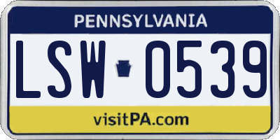 PA license plate LSW0539