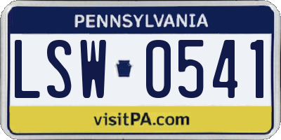 PA license plate LSW0541
