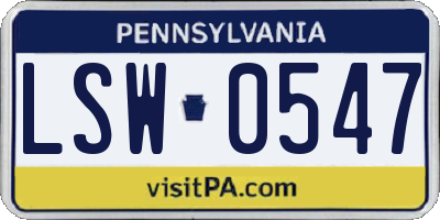 PA license plate LSW0547