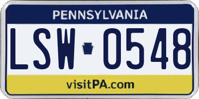 PA license plate LSW0548