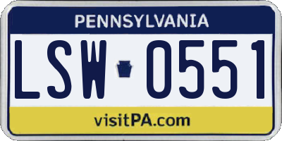 PA license plate LSW0551