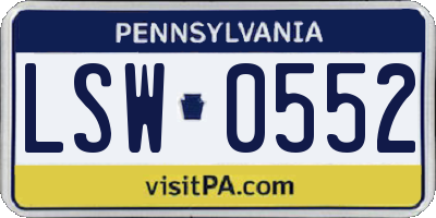 PA license plate LSW0552