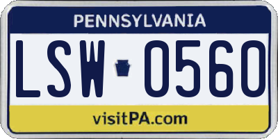 PA license plate LSW0560