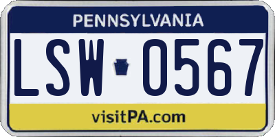 PA license plate LSW0567