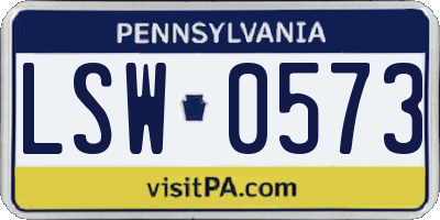 PA license plate LSW0573