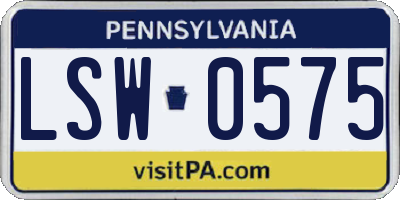 PA license plate LSW0575