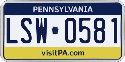 PA license plate LSW0581