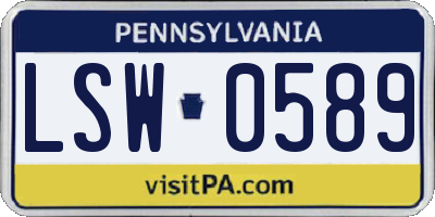 PA license plate LSW0589