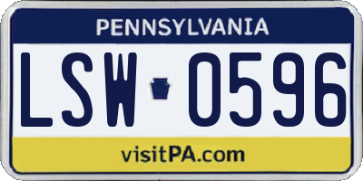 PA license plate LSW0596