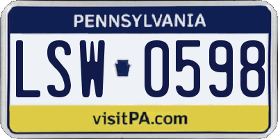 PA license plate LSW0598