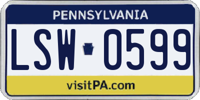 PA license plate LSW0599