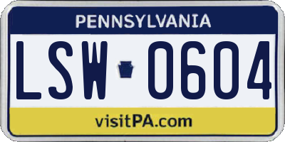 PA license plate LSW0604