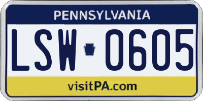 PA license plate LSW0605