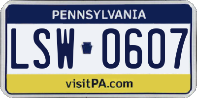 PA license plate LSW0607