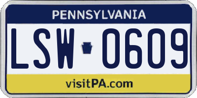 PA license plate LSW0609