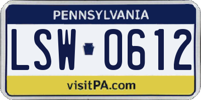 PA license plate LSW0612