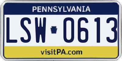PA license plate LSW0613