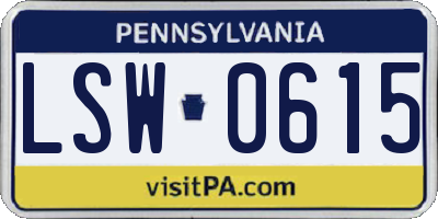 PA license plate LSW0615