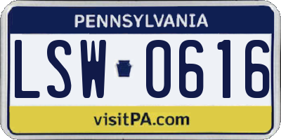 PA license plate LSW0616