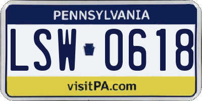 PA license plate LSW0618
